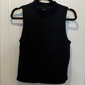 Old Navy Black Ribbed Mock Neck Sleeveless Tank
